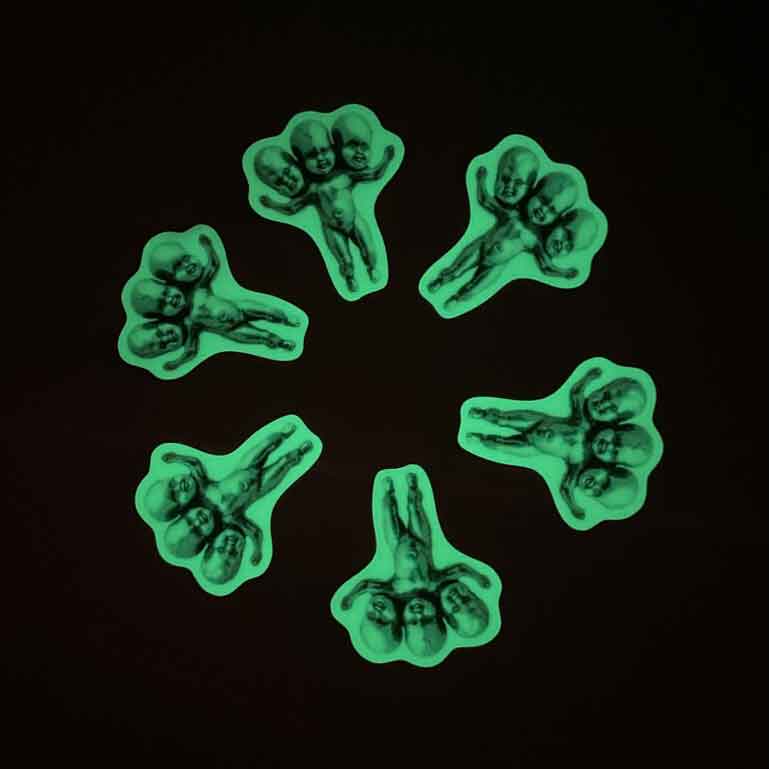 Three Headed Baby GLOW IN THE DARK Sticker - Image 7